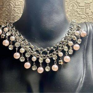 STATEMENT Faux pearl & Crystal necklace